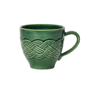 Refined Basil Green Knot Detail Ceramic Coffee Mug
